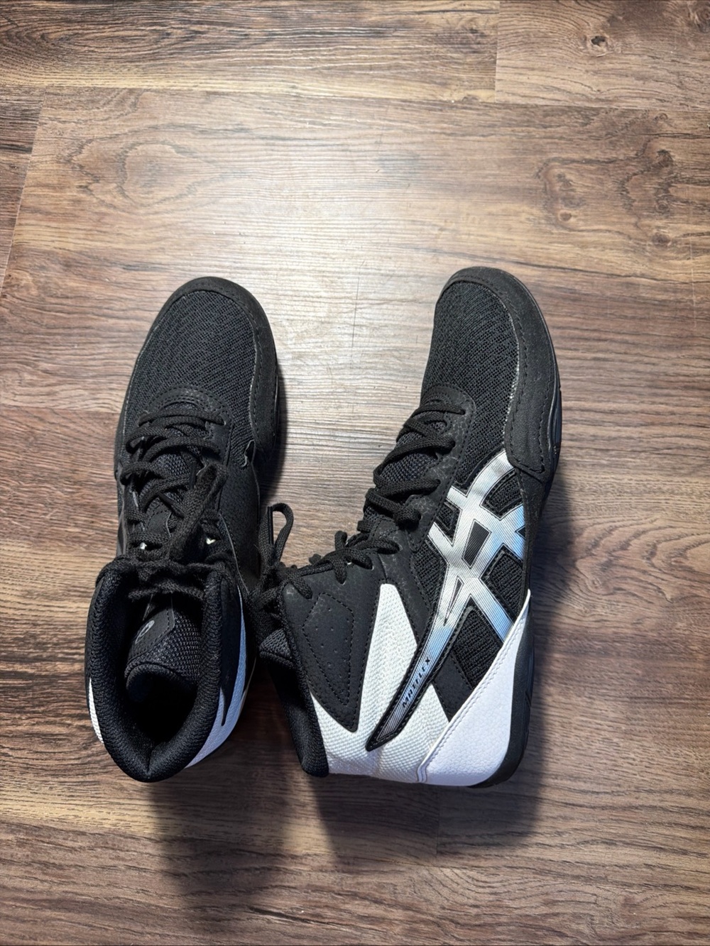 New Mens ASICS Matflex 6 Wrestling Shoes Black White Silver  Sz 10